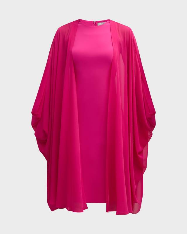 Sleeveless A-Line Cape Midi Dress